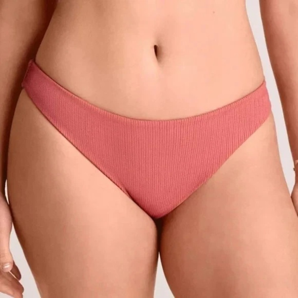 Women's Vitamin A Pink Textured Bikini Bottom High Leg XS New With Tags